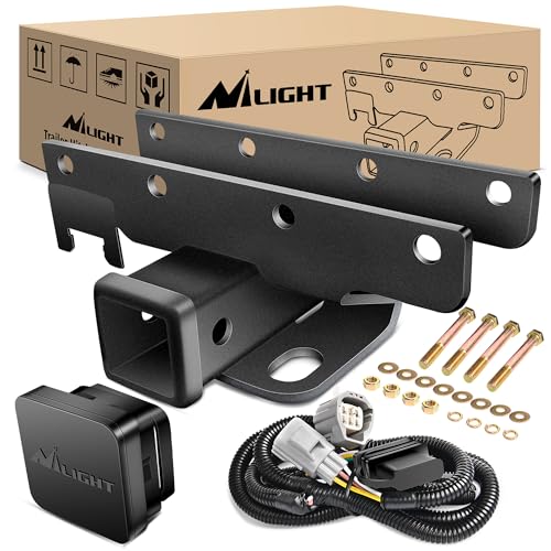 Nilight - JK-61A 2" inch Rear Bumper Tow Trailer Hitch Receiver Kit, Compatible for 2007-2018 Jeep Wrangler JK 4 Door & 2 Unlimited, w/4-Pin Wiring Harness (Exclude JL Models) - color: JK 2007-2018 Tow Hitch Receiver