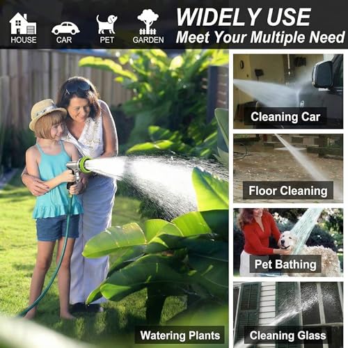 Garden Hose Nozzles,9 Spray Patterns Heavy Duty Metal Hose Sprayer Nozzle - color: Green