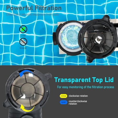 Pool Pump 1.5HP 230Vac 5040GPH Variable Speed Self-Priming Pool Pump - color: Black