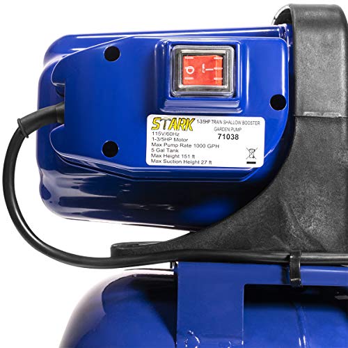 XtremepowerUS 1.6HP Shallow Well Pump Tank Garden Water Pump Booster System Pressurized Farm Irrigation 1000GPH, 1200W Jet Pump for Home Garden Lawn Farm, Matte black - size: 1.6 HP with Tank (Matte Black)