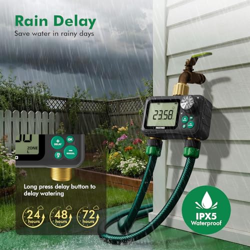 RESTMO Remote Control Brass Sprinkler Timer for Outdoor Hose Faucet 2 Zone - color: Gray