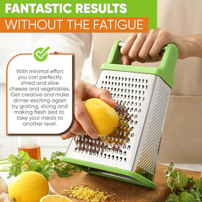 Spring Chef Stainless Steel XL Cheese Grater for Kitchen, Green - color: Green