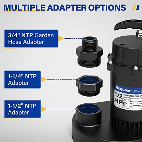 Acquaer 1/2HP Submersible Sump Pump 4060GPH Clean/Dirty Water Pump - size: 1/2HP 4060GPH