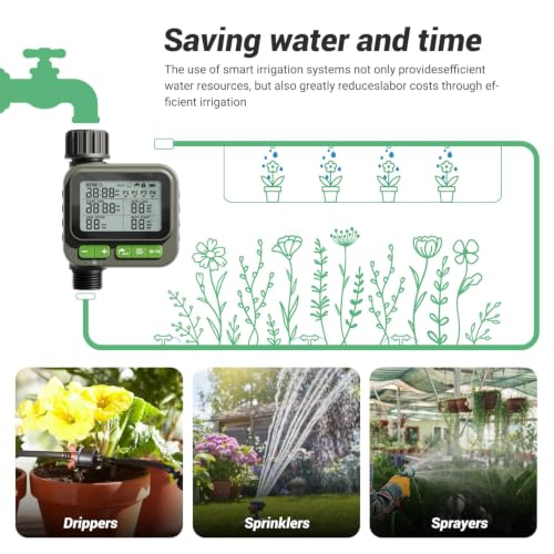 Sprinkler Timer with remote control, Programmable Water Timer for Garden Hose, Outdoor Hose Faucet Timed with 4 Plans/Rain Delay/Automatic Watering controller System, Digital Irrigation for Yard, Lawn