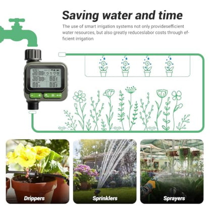 Sprinkler Timer with remote control, Programmable Water Timer for Garden Hose, Outdoor Hose Faucet Timed with 4 Plans/Rain Delay/Automatic Watering controller System, Digital Irrigation for Yard, Lawn