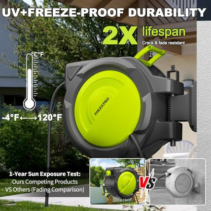 110 FT 1/2" Retractable Garden Hose Reel, Wall Mount - color: Upgrade-green, size: 110FT-1/2"