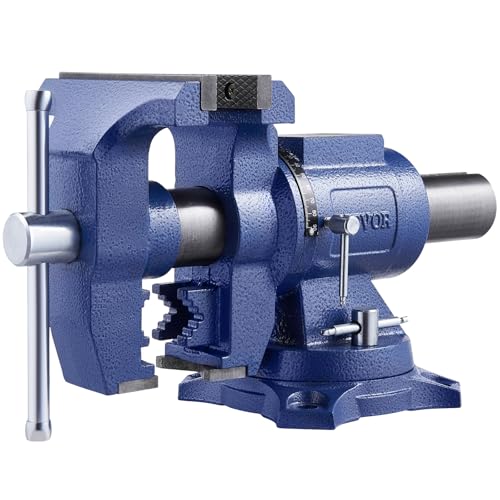 VEVOR Bench Vise 6.5 Inch Jaw Width 360-Degree Swivel Base and Rotate Clamp - size: 6.5inch(Standard)