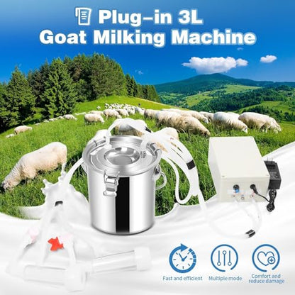 Plug-in 3L Pulsating Vacuum Pump Goat Milking Machine