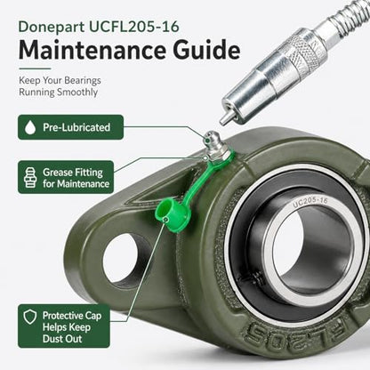 UCFL205-16 Flange Bearing 1in, Cast Iron, Chrome Insert, 2-Pack - size: 5.118 in