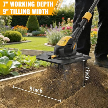 HEINPRO Cordless Tiller Cultivator Compatible with Dewalt 20V MAX Battery