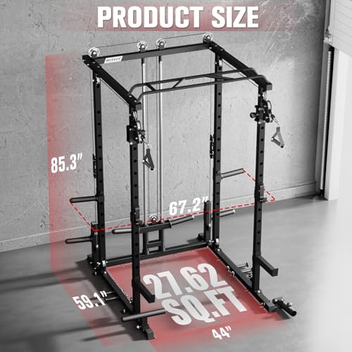 RitFit PPC-P3 Power Cage with Cable Crossover System, 1200LB Capacity - color: Black, style: Power cage only rack