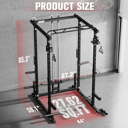 RitFit PPC-P3 Power Cage with Cable Crossover System, 1200LB Capacity - color: Black, style: Power cage only rack