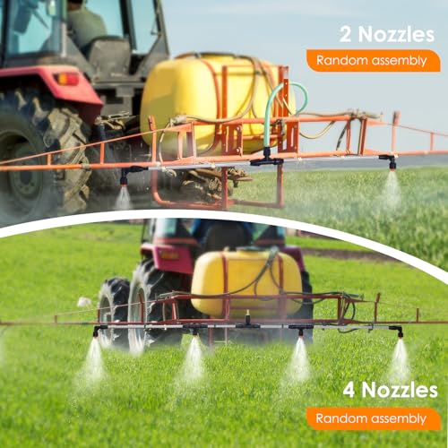 Metal Sprayer Boom Wand with 3 Flow Rate Nozzles -Wide-Coverage Agricultural & Lawn Spray Attachment for Tractors/UTVs