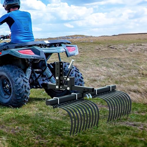 Manual Implement Lift, 1 Point and 2 Inch Receiver, 50 in, Adjustable Height, UTV ATV Rake Scrape Blade Plow Disc Universal Tow Behind Attachments