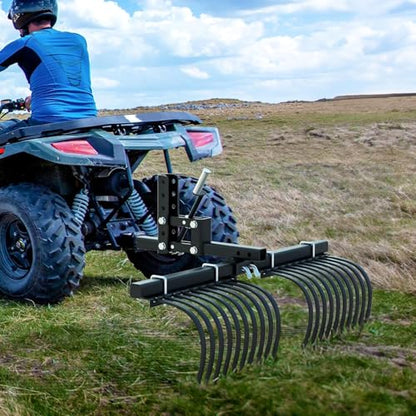Manual Implement Lift, 1 Point and 2 Inch Receiver, 50 in, Adjustable Height, UTV ATV Rake Scrape Blade Plow Disc Universal Tow Behind Attachments