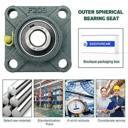 DEEPDREAM UCF208-24 Pillow Block Square Flange Mounted Bearing 1-1/2" Bore (2 PCS) - size: UCF208-24-2psc