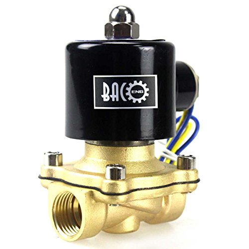 BACOENG 1/2" DC12V Electric Solenoid Valve (NPT, Brass, Normally Closed) - size: 1/2"NPT-Brass