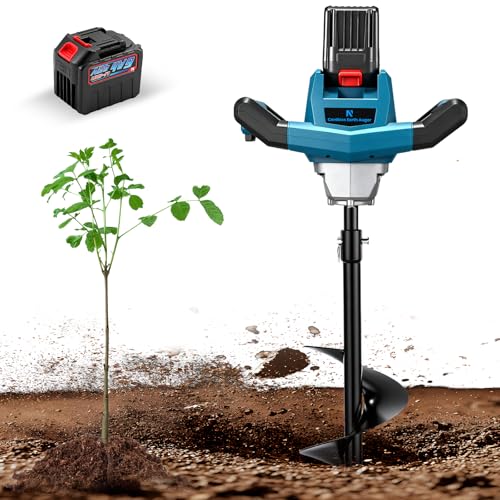 NEWTRY Cordless Earth Auger, 1200W Electric Post Hole Digger, 500-1200RPM