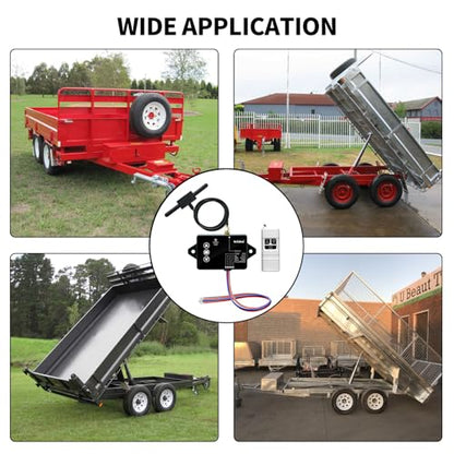briidea Wireless Dump Trailer Remote Control – Compatible with 3-Wire & 4-Wire Hydraulic Trailer Controllers, 100FT Range, Low Voltage Protection, Easy Adhesive Installation
