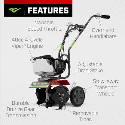 Earthquake 12802 MC440 Mini Cultivator with 40cc 4-Cycle Viper Engine - style: MC440 40cc