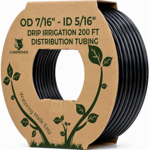 CARPATHEN 5/16" Irrigation Tubing Parts for Drip Irrigation Watering System - size: 200 ft