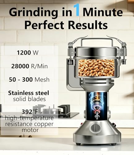 Electric Grain Mill 400g Flour Mill Home for Wheat Corn Rice Herbs Spices - size: 400g
