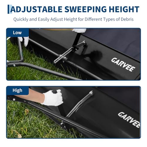 Garvee 52" Lawn Sweeper Tow Behind with 33.55 Cu. ft. Hopper - color: Black, size: 52 Inch