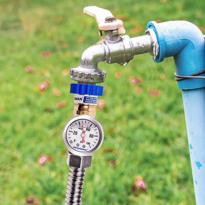 MEASUREMAN Lead-Free Brass Water Pressure Regulator 3/4’’ Female & Male Thread, with 0-100psi Glycerin-Filled Pressure Gauge, for RV, Camper, Trailer, Garden, Plumbing System 2 Pack - size: Regulator with Pressure Gauge 2 Pack