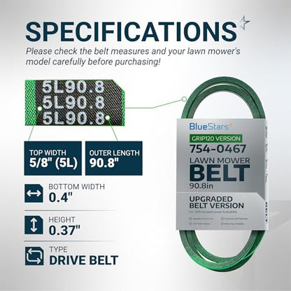 [Upgraded Grip120] BlueStars 954-0467A Lower Drive Belt 5/8" x 90.8" - size: 754-0467, style: Grip120