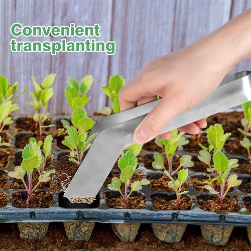 2 Pcs Seedling Transplant Tongs- 8.7 Inch Stainless Steel Gardening Plants Transplant Tongs- Seedling Remove Transplant Pliers for Reducing Root Damage - size: 8.7 inch