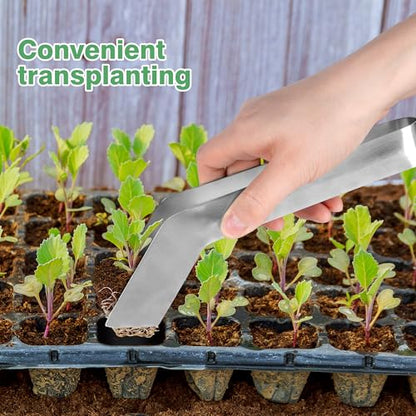 2 Pcs Seedling Transplant Tongs- 8.7 Inch Stainless Steel Gardening Plants Transplant Tongs- Seedling Remove Transplant Pliers for Reducing Root Damage - size: 8.7 inch