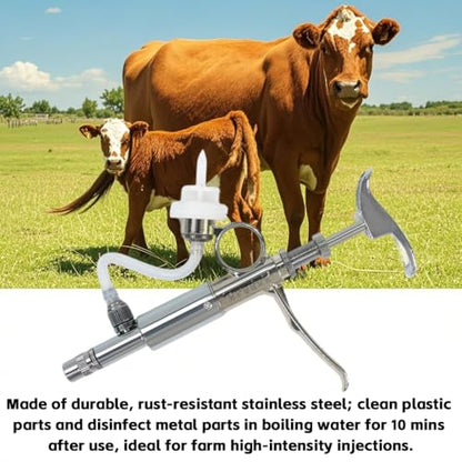 5ml Stainless Steel Livestock Syringe Adjustable Injection Gun with Needle