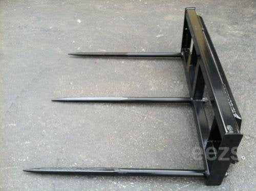 Skid Steer Attachment, 3 x 49" Hay Bale Spear, Rated 3000 LB, Quick Attach - size: 3 x 49"