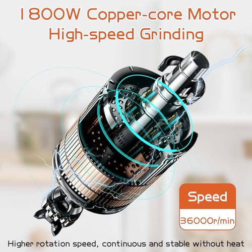 BI-DTOOL Electric Grain Mill Grinder 800g Stainless Steel Pulverizer 36000r/min High-speed Grain Mill 1800W Dry Material Grinding Machine 270° swingable Superfine powder for Home and Commercial - size: 800G