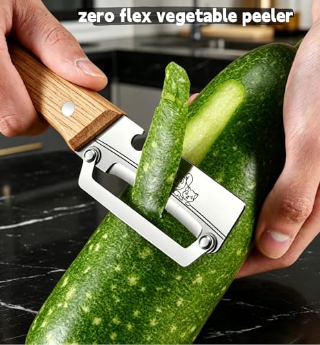 Maxjoy Vegetable Peeler, Stainless Steel Blade, Wooden Handle - color: Brown#Silver-11
