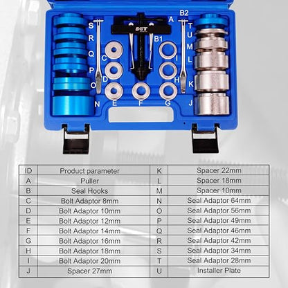 SGT 22pcs Crank Bearing Camshaft Seal Installer and Remover Set - color: Blue