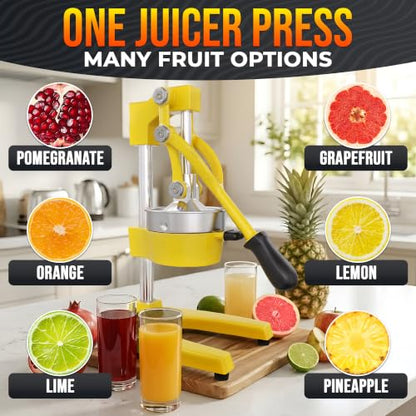 Cast Iron Juicer Hand Press, Heavy-Duty Squeezer (Yellow) - color: Yellow