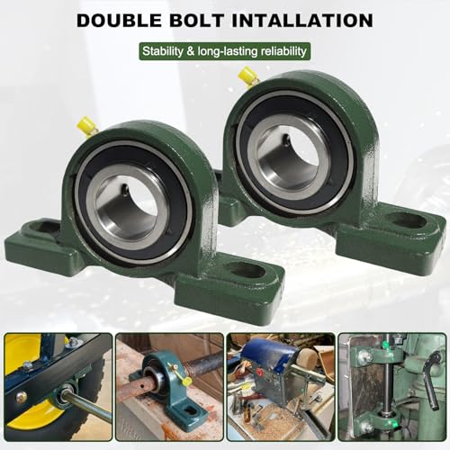 2 Pack UCP210-32 Pillow Block Mounted Ball Bearing - 2" Bore - Solid Cast Iron Base - Self Aligning - style: UCP210-32