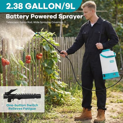 Garvee 2.38 Gal 12V Battery Powered Sprayer with Adjustable Shoulder Strap - size: 2.38Gal