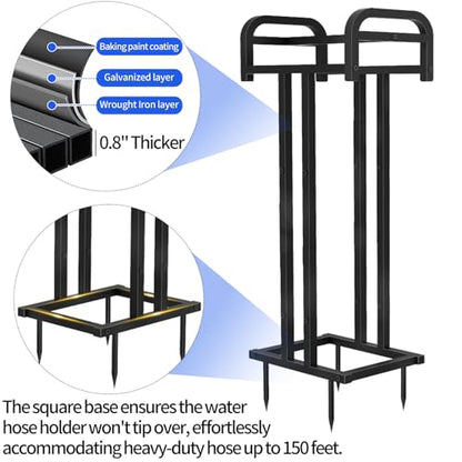 Heavy Duty Freestanding Garden Hose Holder, Double Side 150FT Capacity
