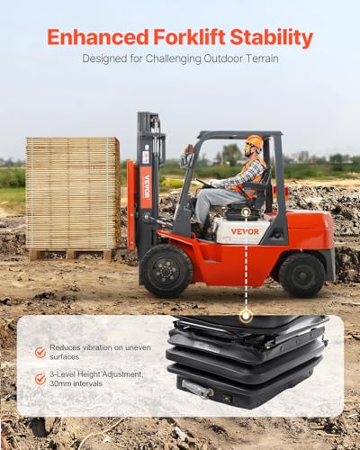 VEVOR Universal Forklift Seat, Tractor Seat with Armrest & Adjustable Back - style: High Suspension
