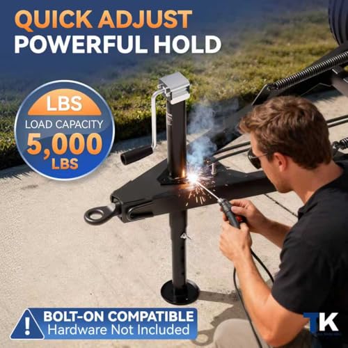 5000 lbs 15" Lift Side Wind A Frame Trailer Jack, RV Tongue Jack | with Adjustable Drop Leg