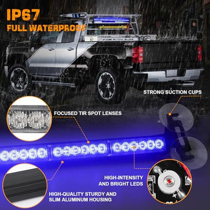 XRIDONSEN 35 inch Blue White Emergency Lights 48 LED Strobe Light Bar - color: Blue/White