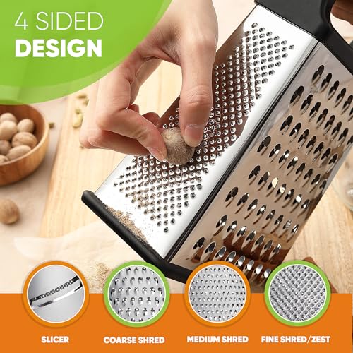 Spring Chef Stainless Steel XL Cheese Grater for Kitchen, Black - color: Black