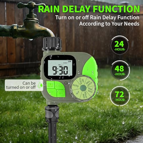 Sprinkler Timer for Garden Hose - Irrigation Timer for Outdoor Faucet, Automatic Programmable Watering Irrigation with Rain Delay/Manual Mode, Watering System Drip Irrigation for Yard Lawn Pool