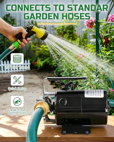 1/10HP Water Transfer Pump, Electric Utility Pump w/ 2x 6ft Garden Hose Kit