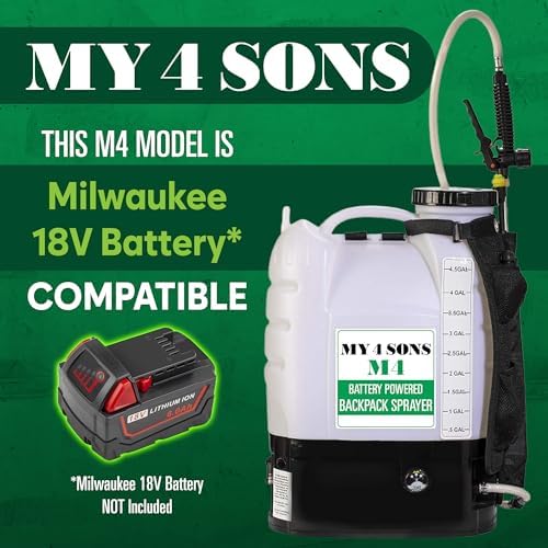 M4 Battery Powered Backpack Sprayer - 18V Milwaukee Battery Compatible - size: M4 100 PSI Milwaukee Compatible