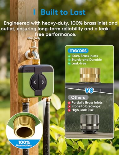 meross 2 Zone WiFi Water Timer for Garden, Brass Inlet & Outet, Rain Skip - size: WiFi Water Timer without Hub