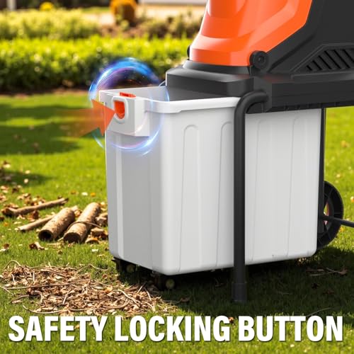 MAXLANDER 15-Amp Electric Wood Chipper Shredder with 50L Collection Bin - color: Light orange