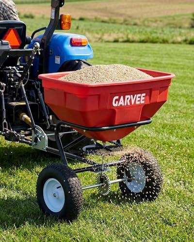 125 LBS Heavy Duty Tow Behind Broadcast Spreader, 9.8ft Spreading Width - size: 125 LBS